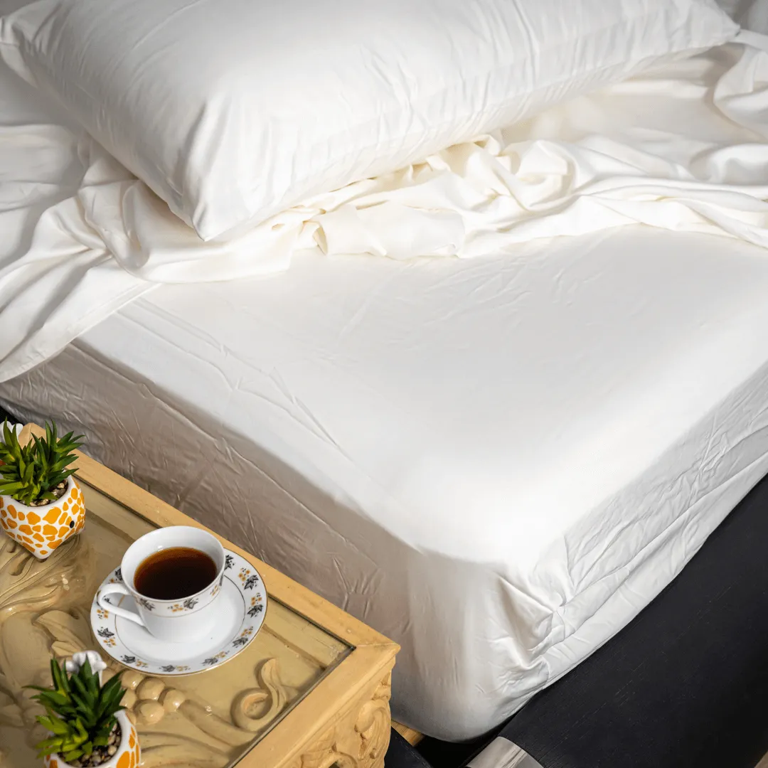 100% Eucalyptus Lyocell Bedsheet Set I White I Queen