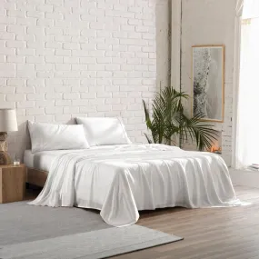 100% Eucalyptus Lyocell Bedsheet Set I White I Queen