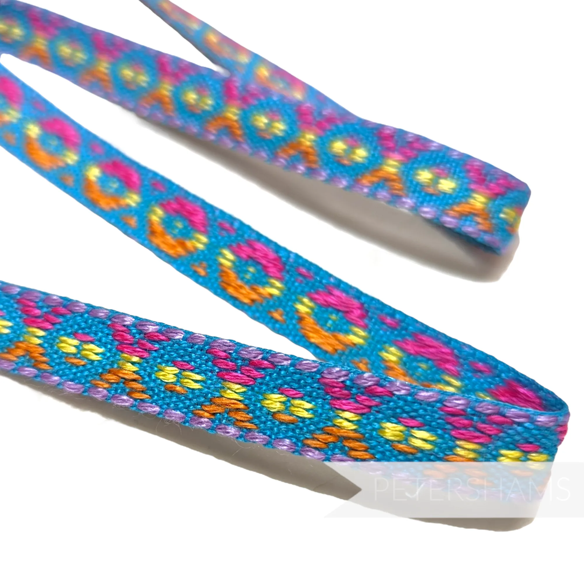 11mm Multicoloured 'XOXO' Embroidered Trim - 1m