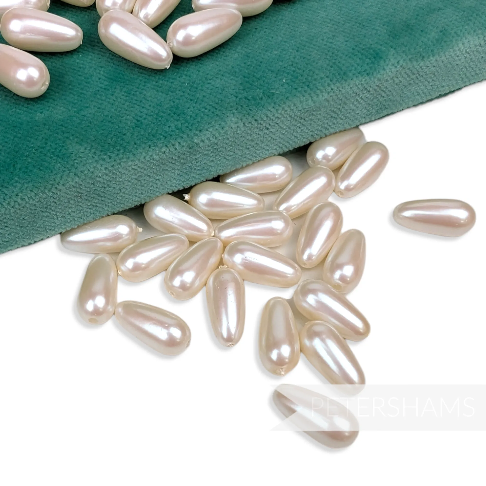 16x8mm Ivory Vintage Acrylic 2 Hole Faux Teardrop Pearls - 36 Pieces