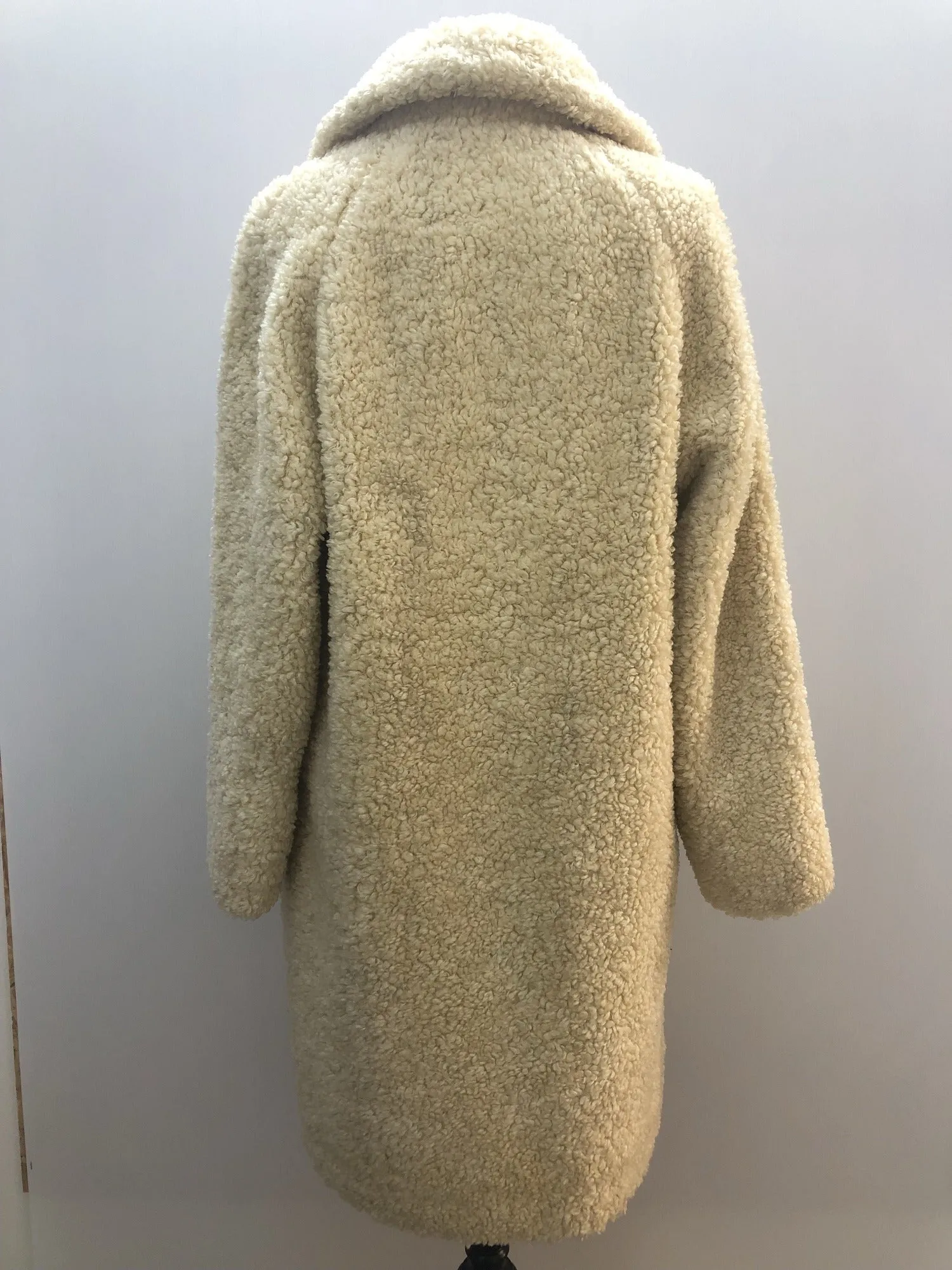 1960s Teddy Coat in Cream - Size UK 14