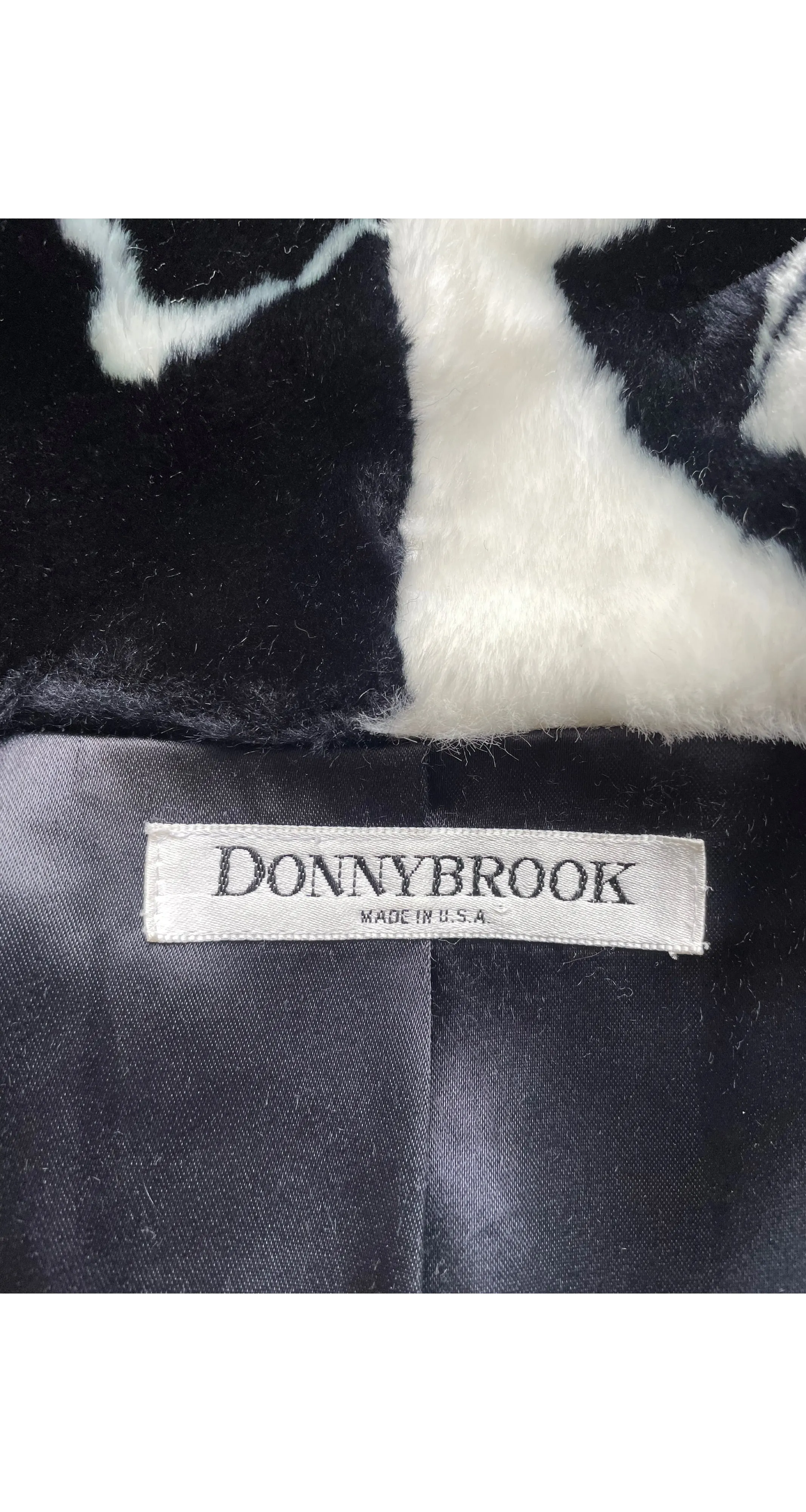1980s Face Print Faux Fur Oversized Coat
