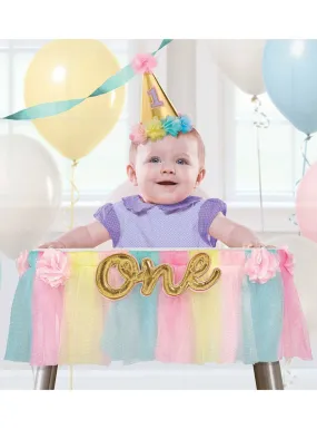 1st Birthday Girl Deluxe Pastel High Chair Decoration