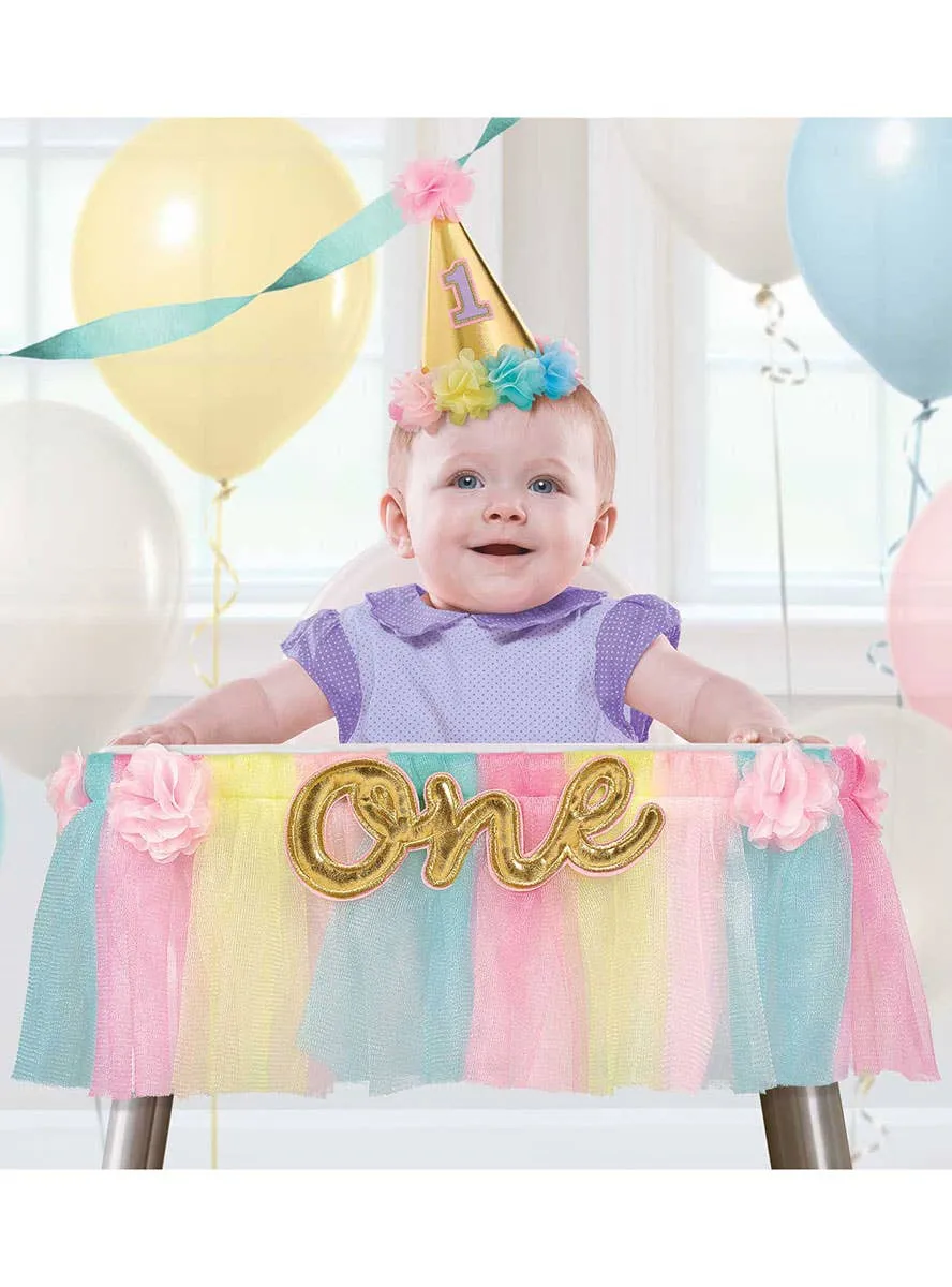 1st Birthday Girl Deluxe Pastel High Chair Decoration