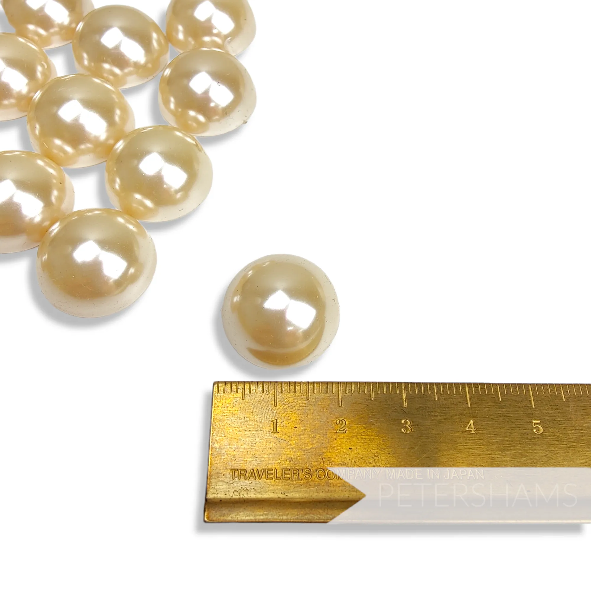 20mm Champagne Vintage Acrylic Flat Back Faux Pearls