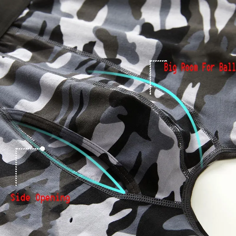 3PCS Mens Camouflage Underwear Cotton Boxer Briefs Comfy Breathable Underwear Shorts