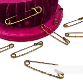 62mm Vintage 1980's Large Brass Safety Pin with 3 Holes