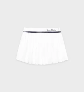 Abigail Pleated Skirt - Off White/Navy