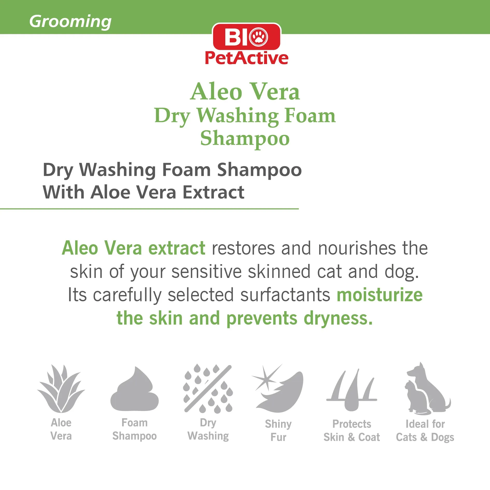 ALOE VERA DRY WASHING FOAM SHAMPOO FOR DOG