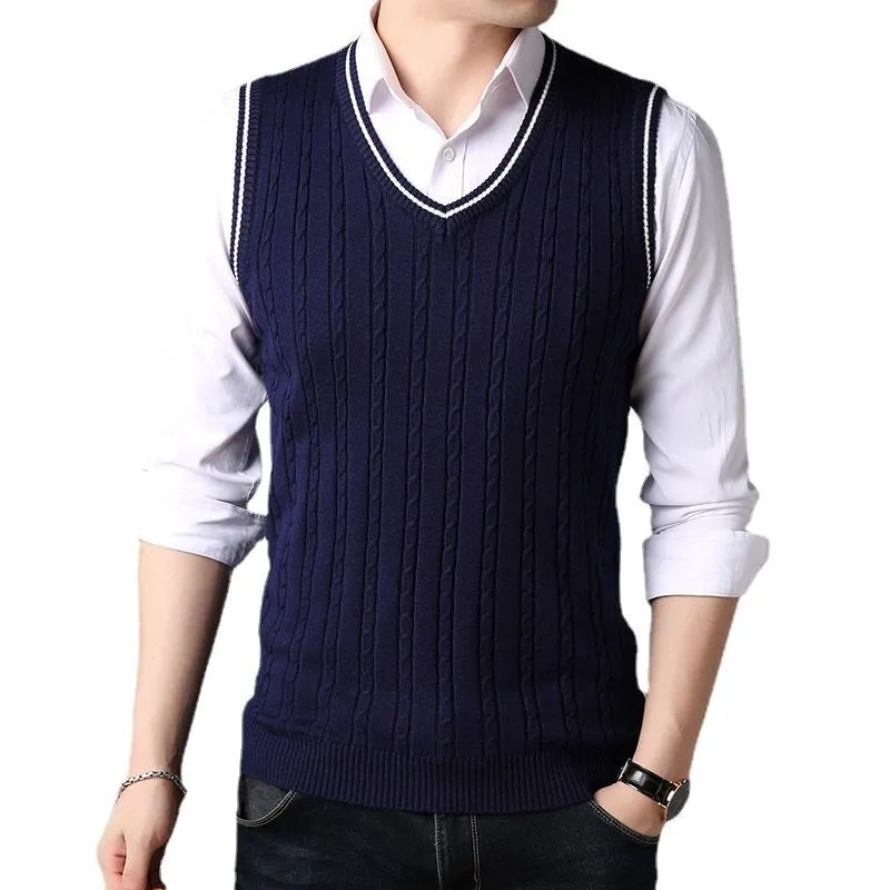 Angelo Ricci™ Casual Knitted V-Neck Elegant Sweater Vest