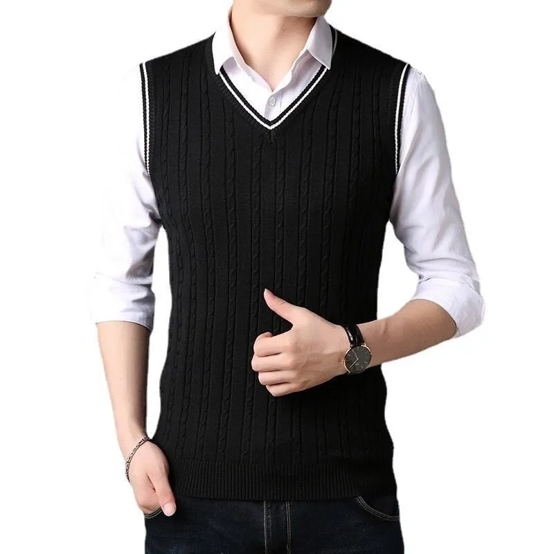 Angelo Ricci™ Casual Knitted V-Neck Elegant Sweater Vest
