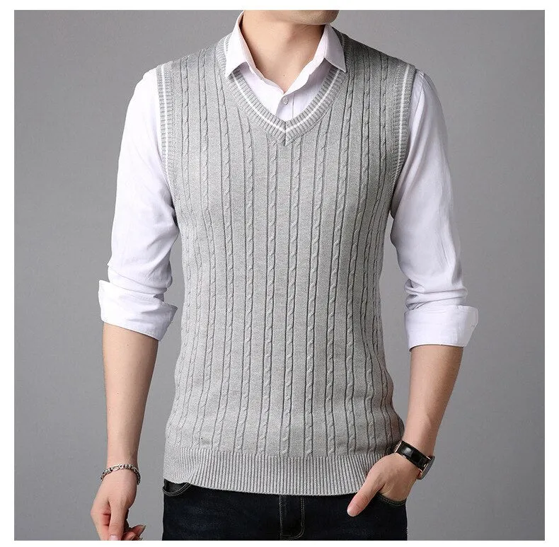Angelo Ricci™ Casual Knitted V-Neck Elegant Sweater Vest