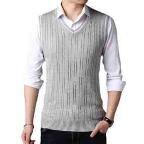 Angelo Ricci™ Casual Knitted V-Neck Elegant Sweater Vest