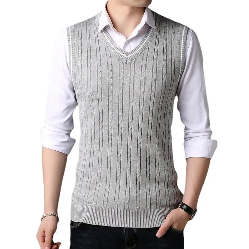 Angelo Ricci™ Casual Knitted V-Neck Elegant Sweater Vest