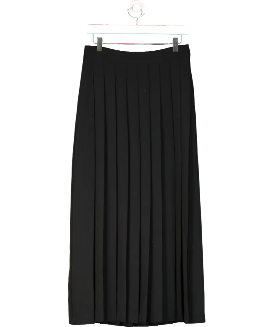 Arket Black Pleated Midi Skirt UK 8
