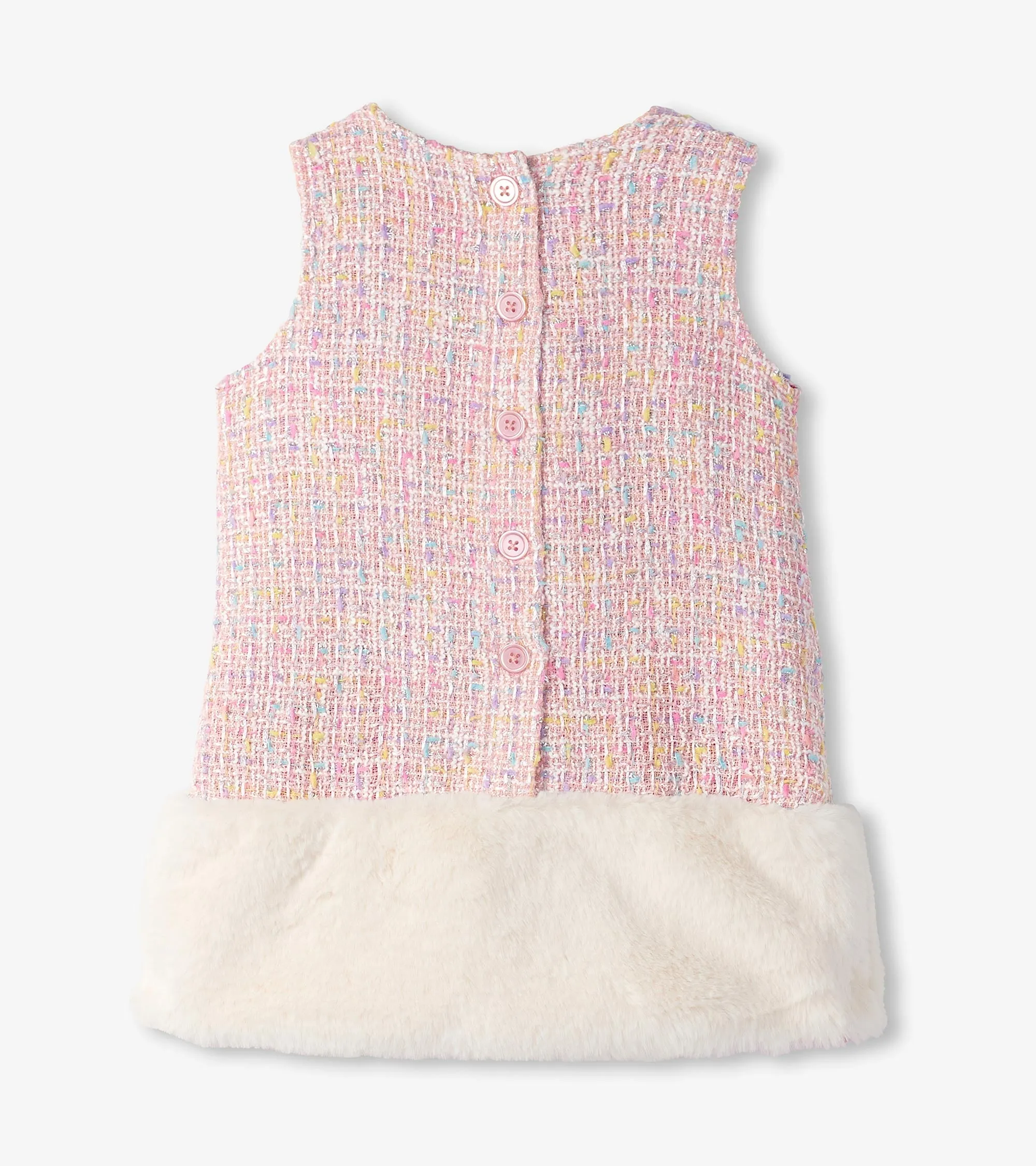 Baby & Toddler Girls Aurora Pink Tweed Faux Fur Trim Dress