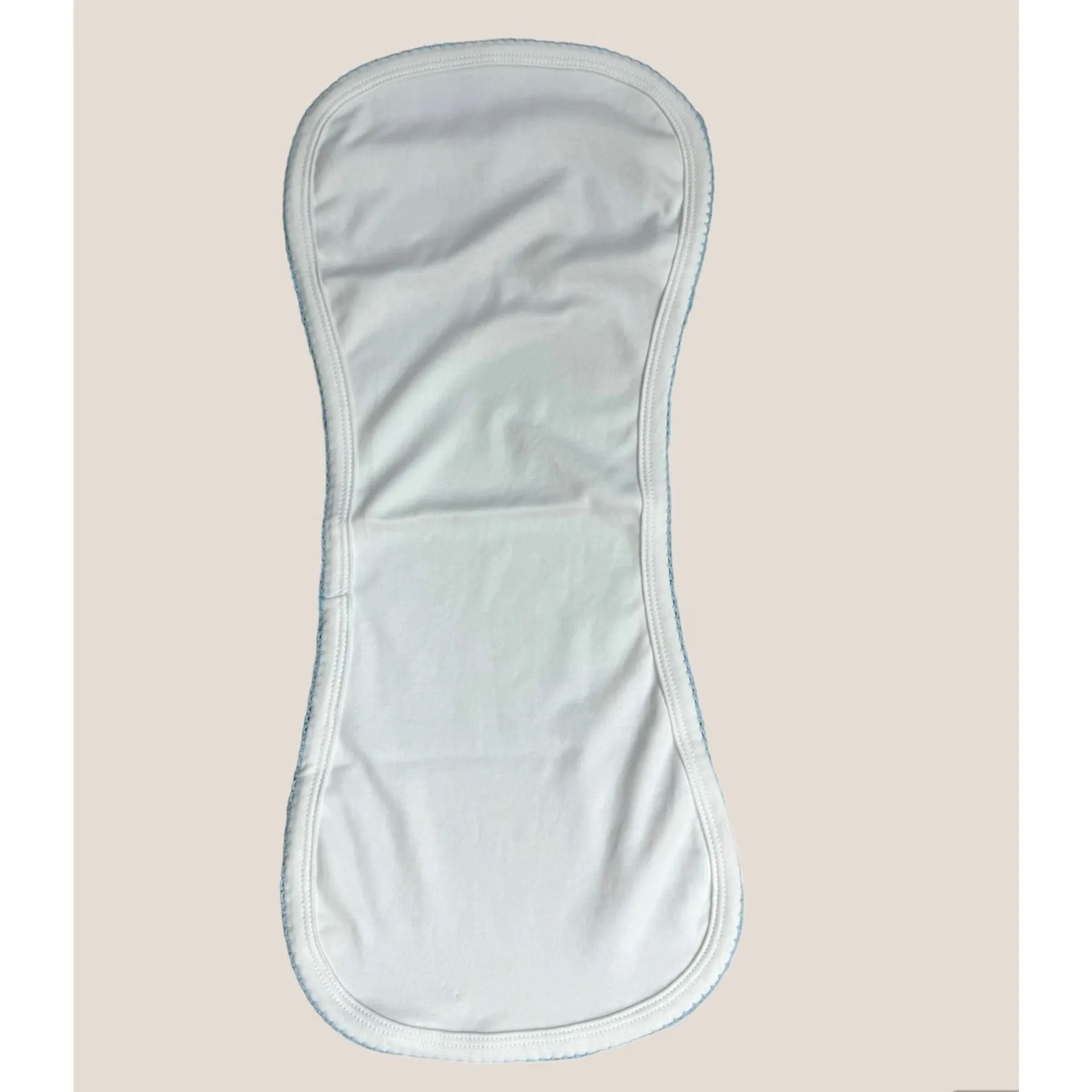 Baby Burp Cloth - Pima Cotton - Light Blue Picot Trim