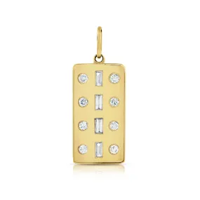 Baguette   Round Diamonds Vertical Plate Charm
