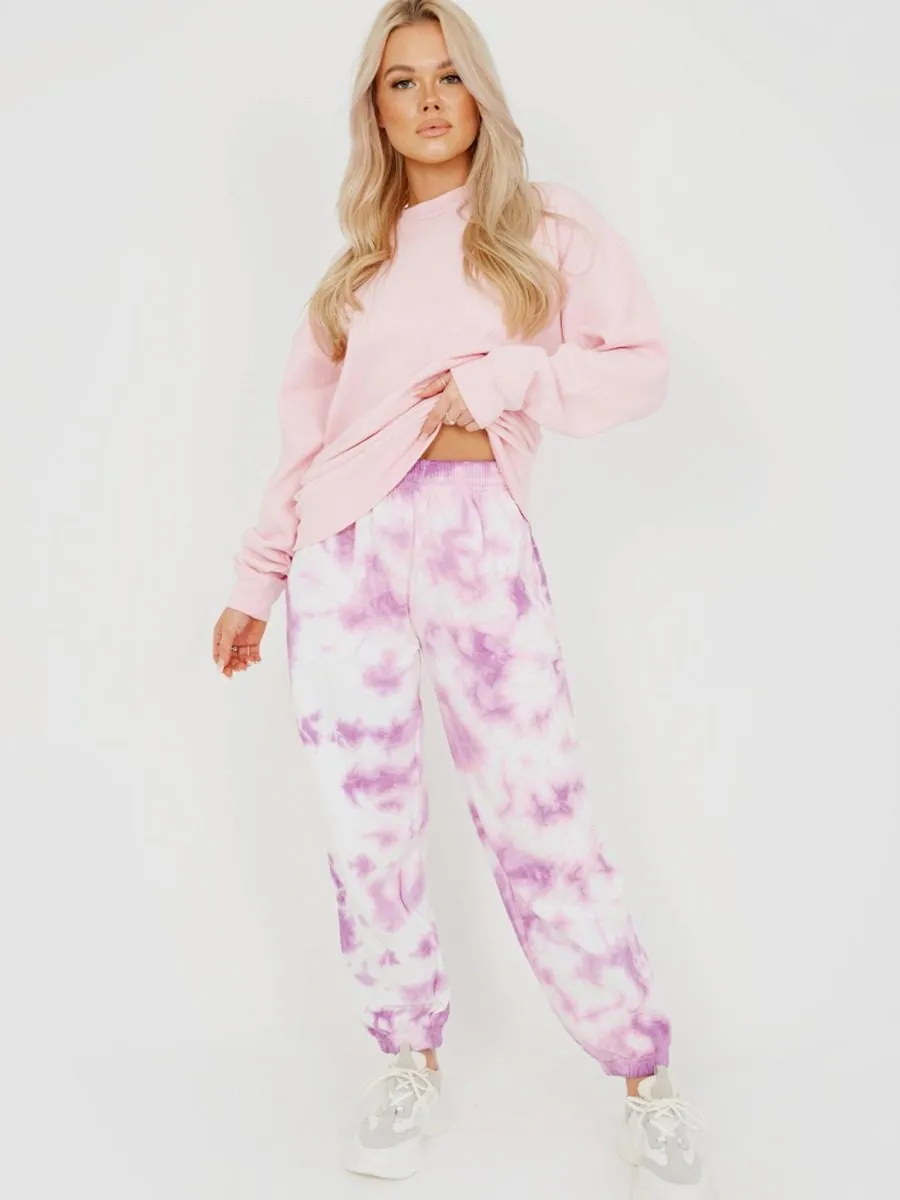 Barbara Tie-Dye Oversized Fleece Joggers In Purple