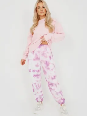 Barbara Tie-Dye Oversized Fleece Joggers In Purple