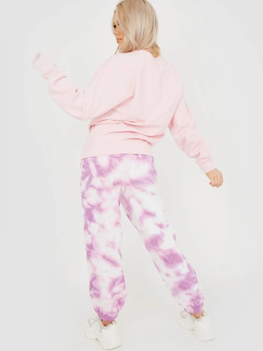 Barbara Tie-Dye Oversized Fleece Joggers In Purple