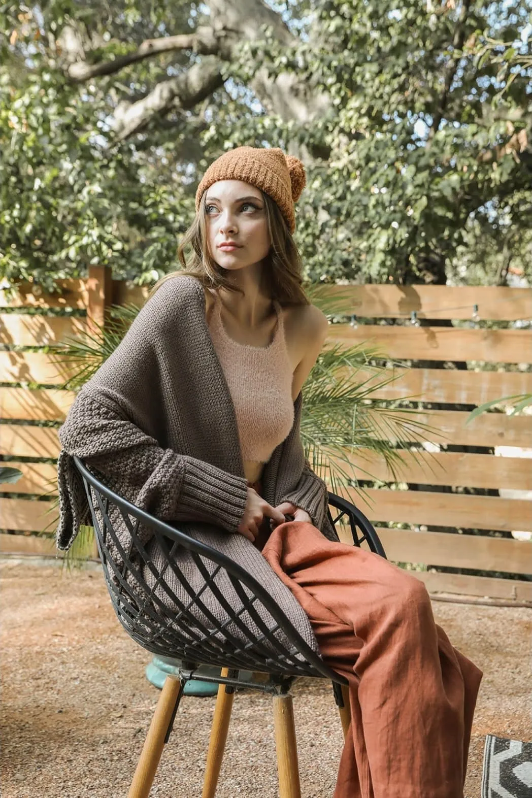 Bat Sleeve Knit Cardigan (Mocha)
