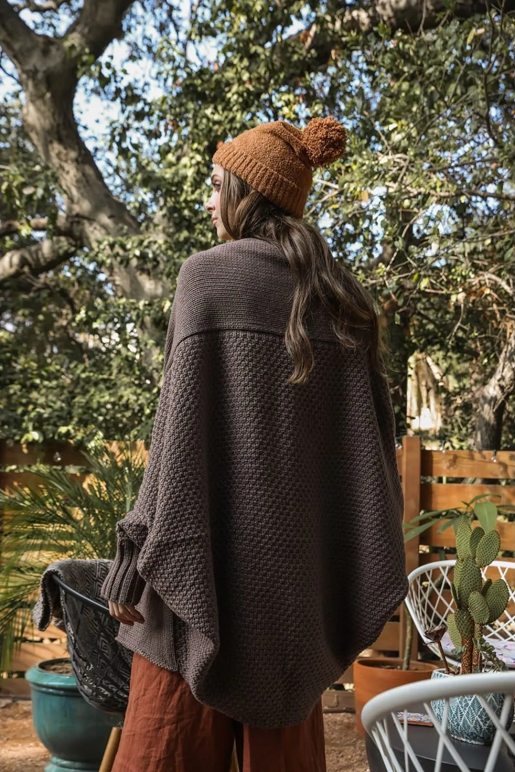 Bat Sleeve Knit Cardigan (Mocha)