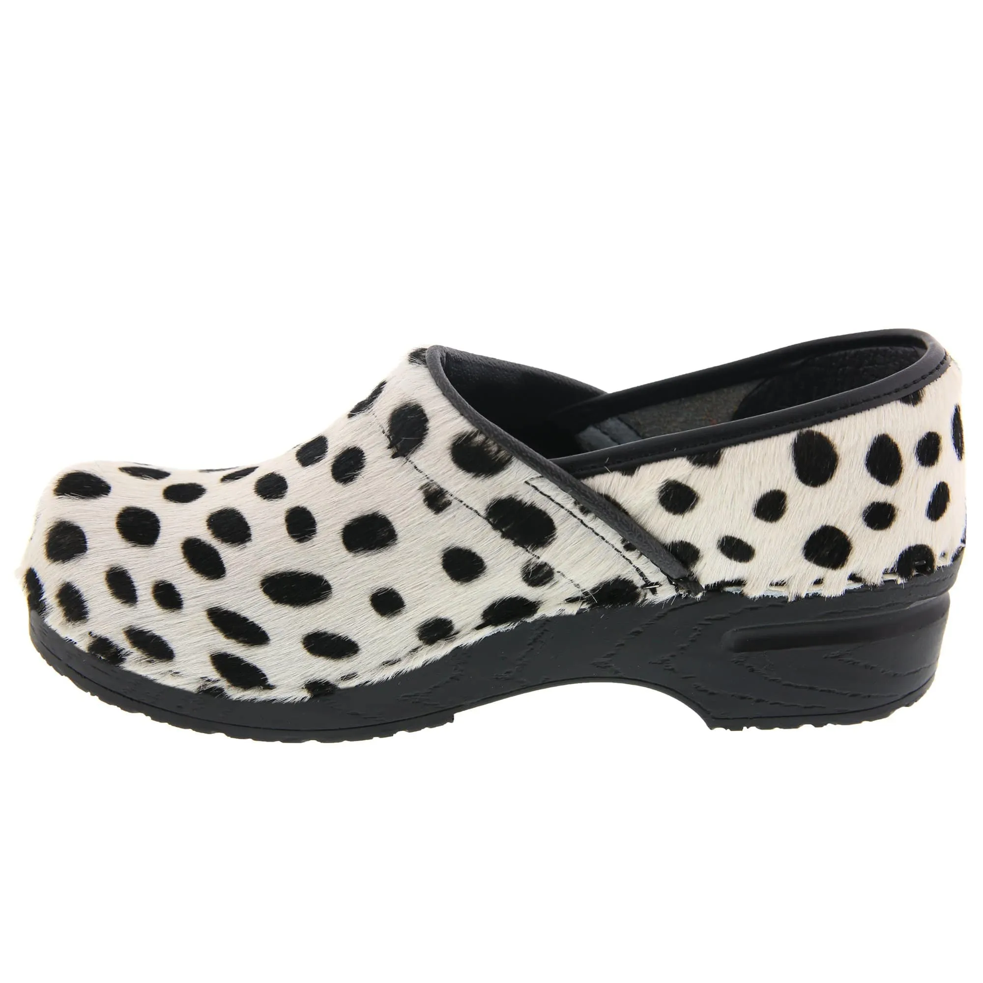 BJORK PROFESSIONAL Safari Leather and Fur Clogs in Ocelot Print - CLOSEOUT