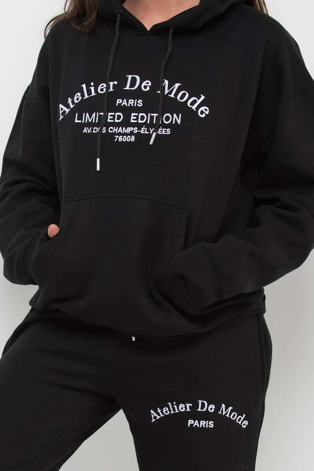 Black Hoodie and Joggers Loungewear Set Limited Edition Slogan