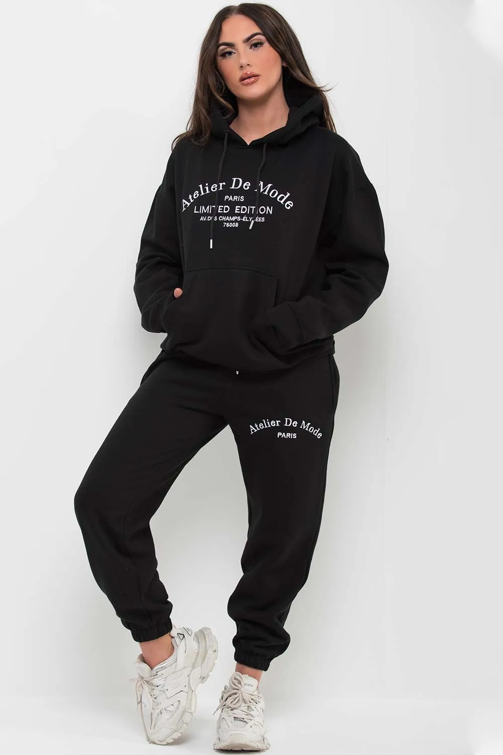 Black Hoodie and Joggers Loungewear Set Limited Edition Slogan