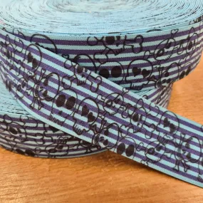 Blue Stripes and Skulls Underwear Soft Elastic 40mm, priced per metre