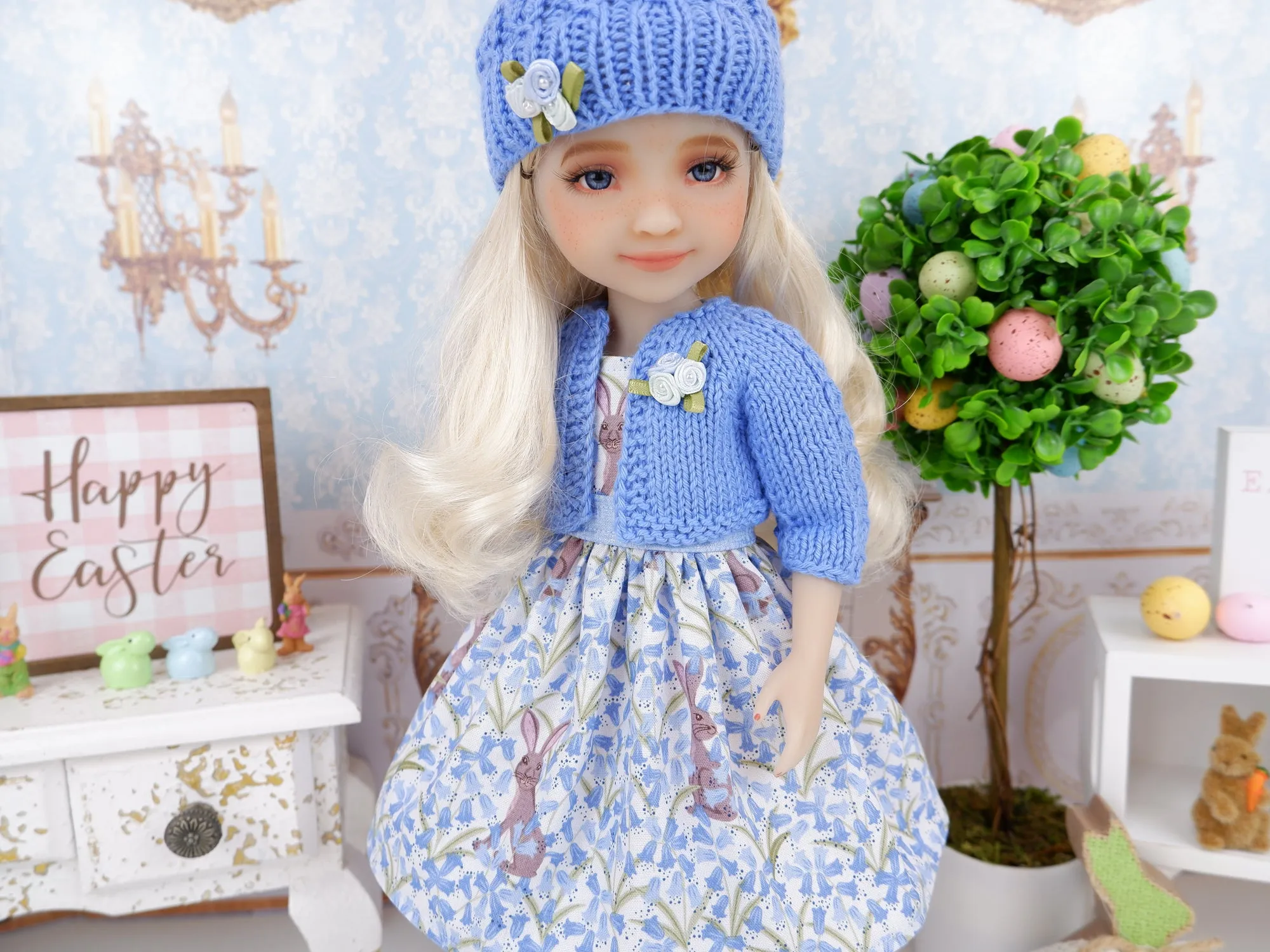 Bluebell Bunny - dress and sweater set with shoes for Ruby Red Fashion Friends doll