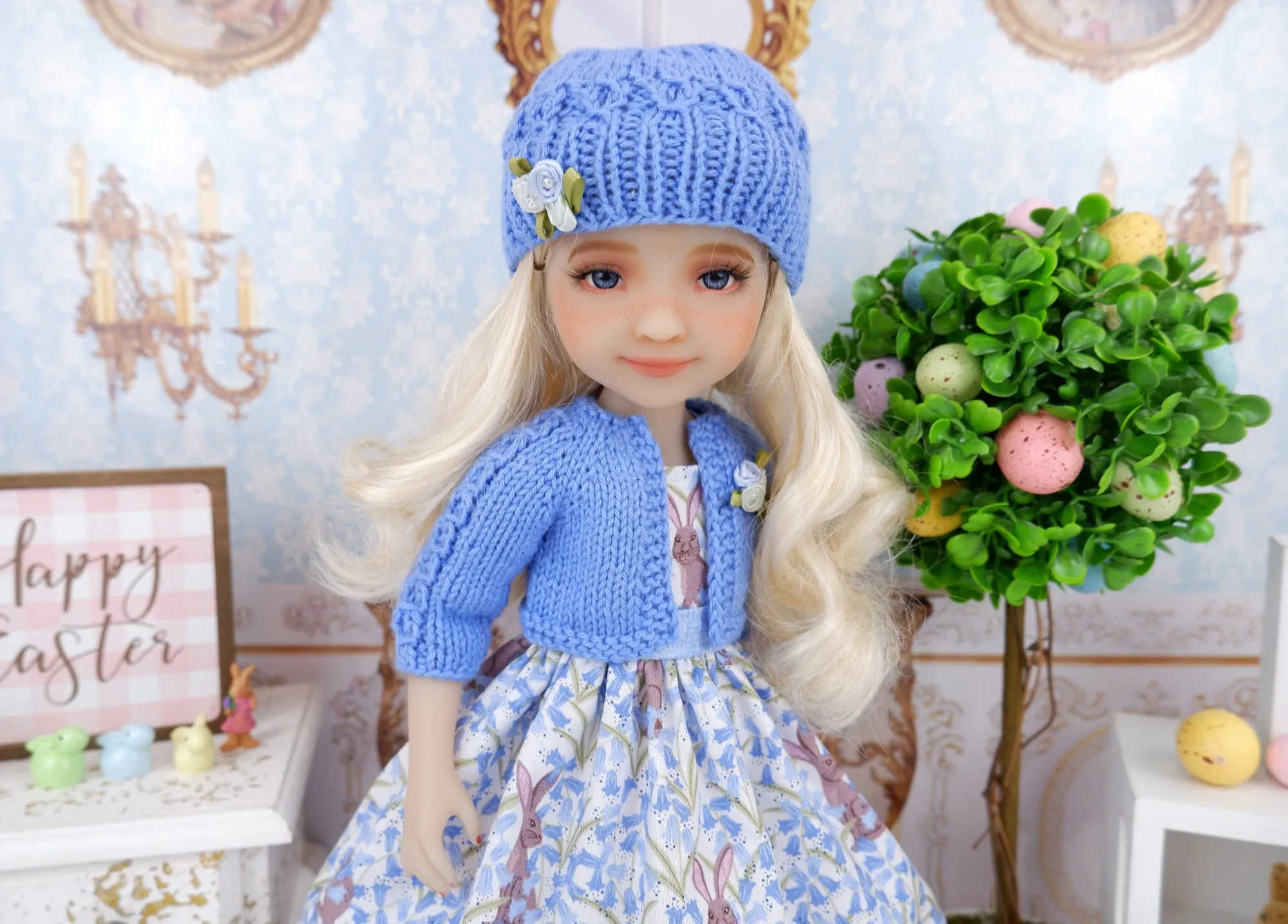Bluebell Bunny - dress and sweater set with shoes for Ruby Red Fashion Friends doll