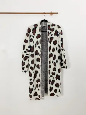 Boutique Kayla's Armoire Leopard Fuzzy Sweater Cardigan S/M