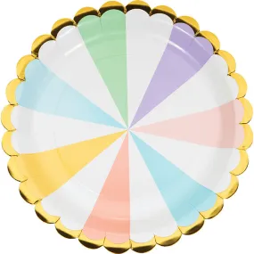 Bulk Pastel Celebrations Scalloped Paper Dinner Plates (96 per Case)