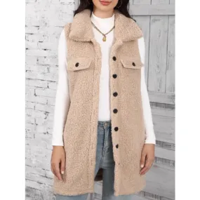 Button Up Teddy Vest Coat