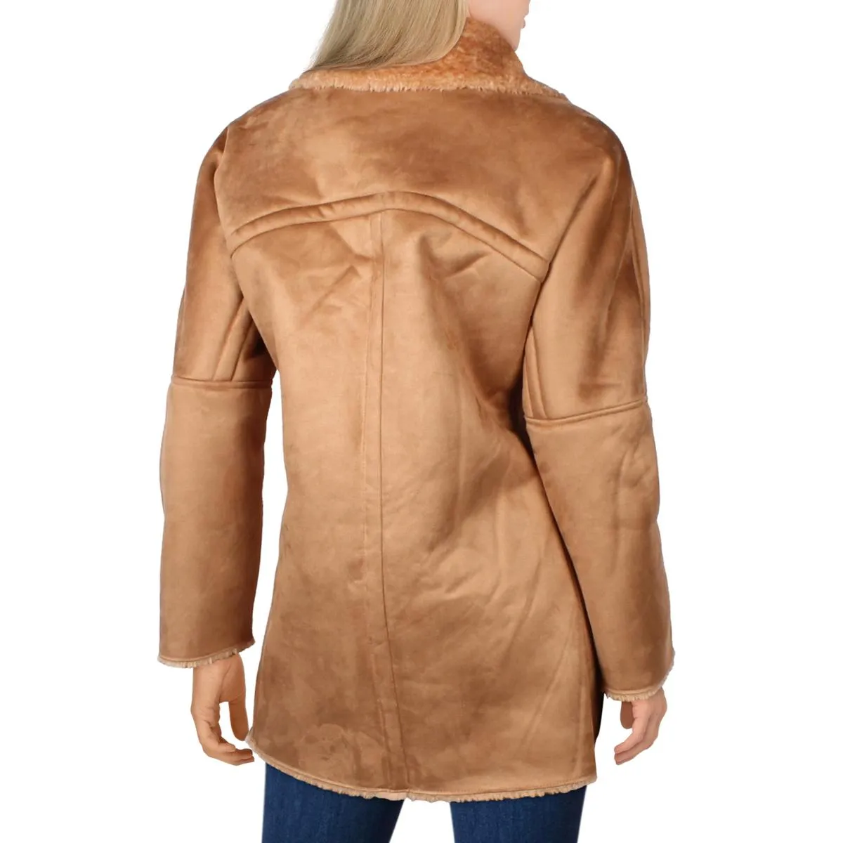 Calvin Klein Womens Midi Warm Faux Fur Coat