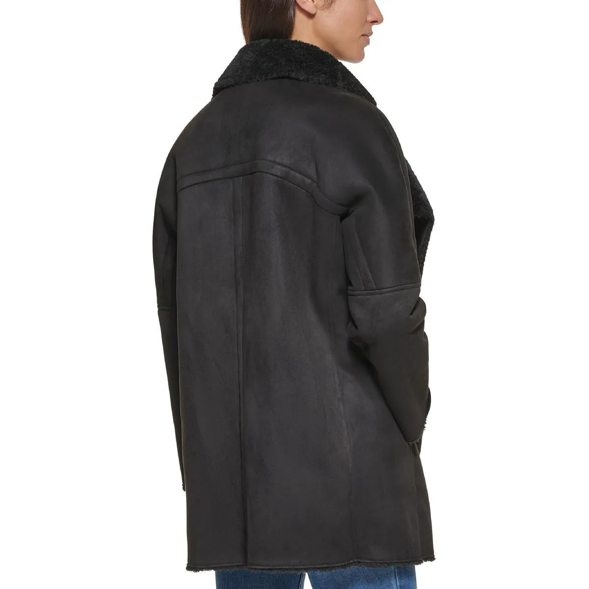 Calvin Klein Womens Midi Warm Faux Fur Coat