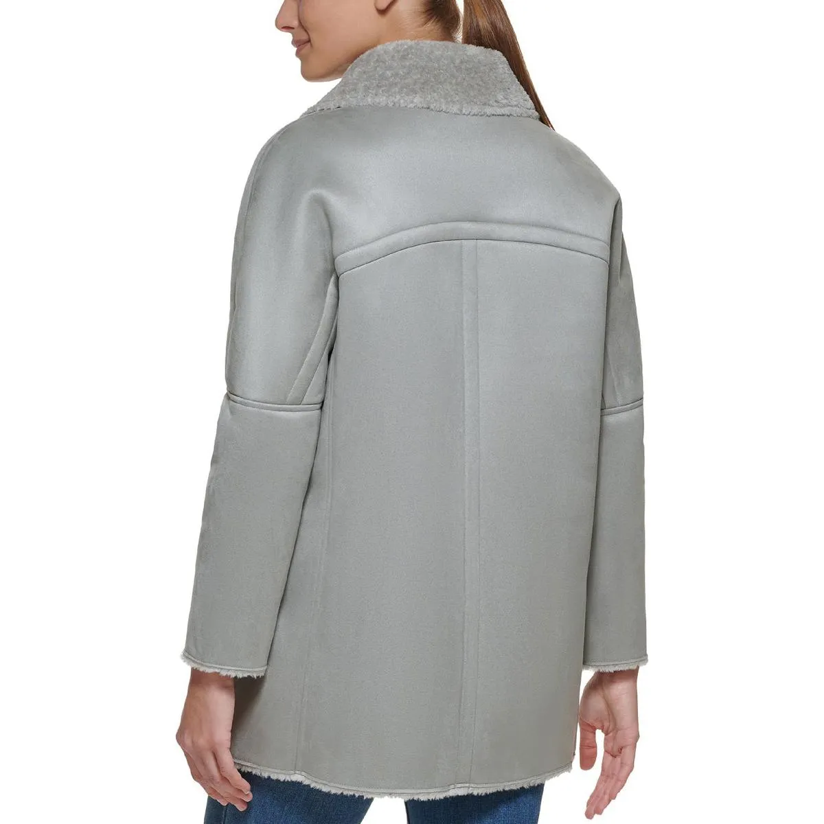 Calvin Klein Womens Midi Warm Faux Fur Coat
