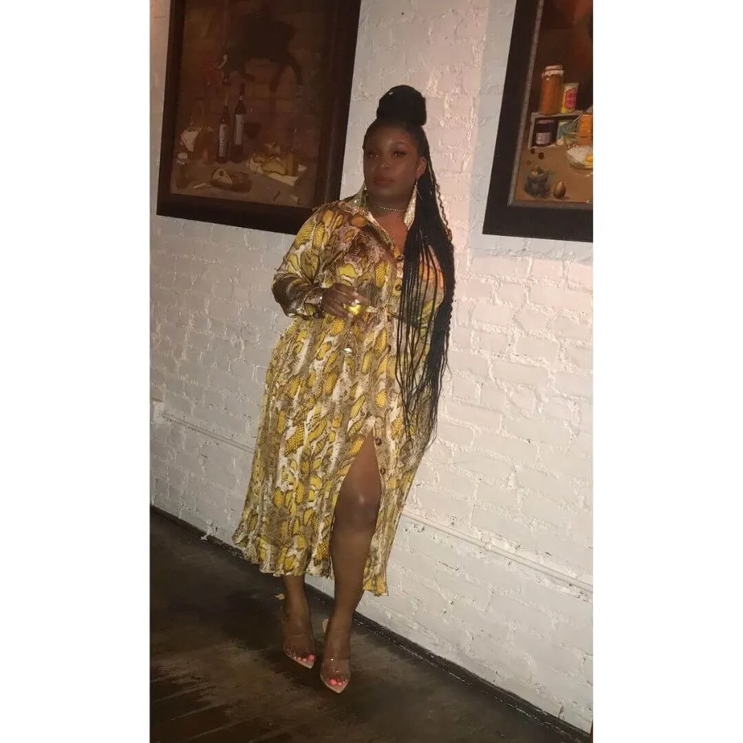 Cambodia Mustard Snake Print Trench Dress
