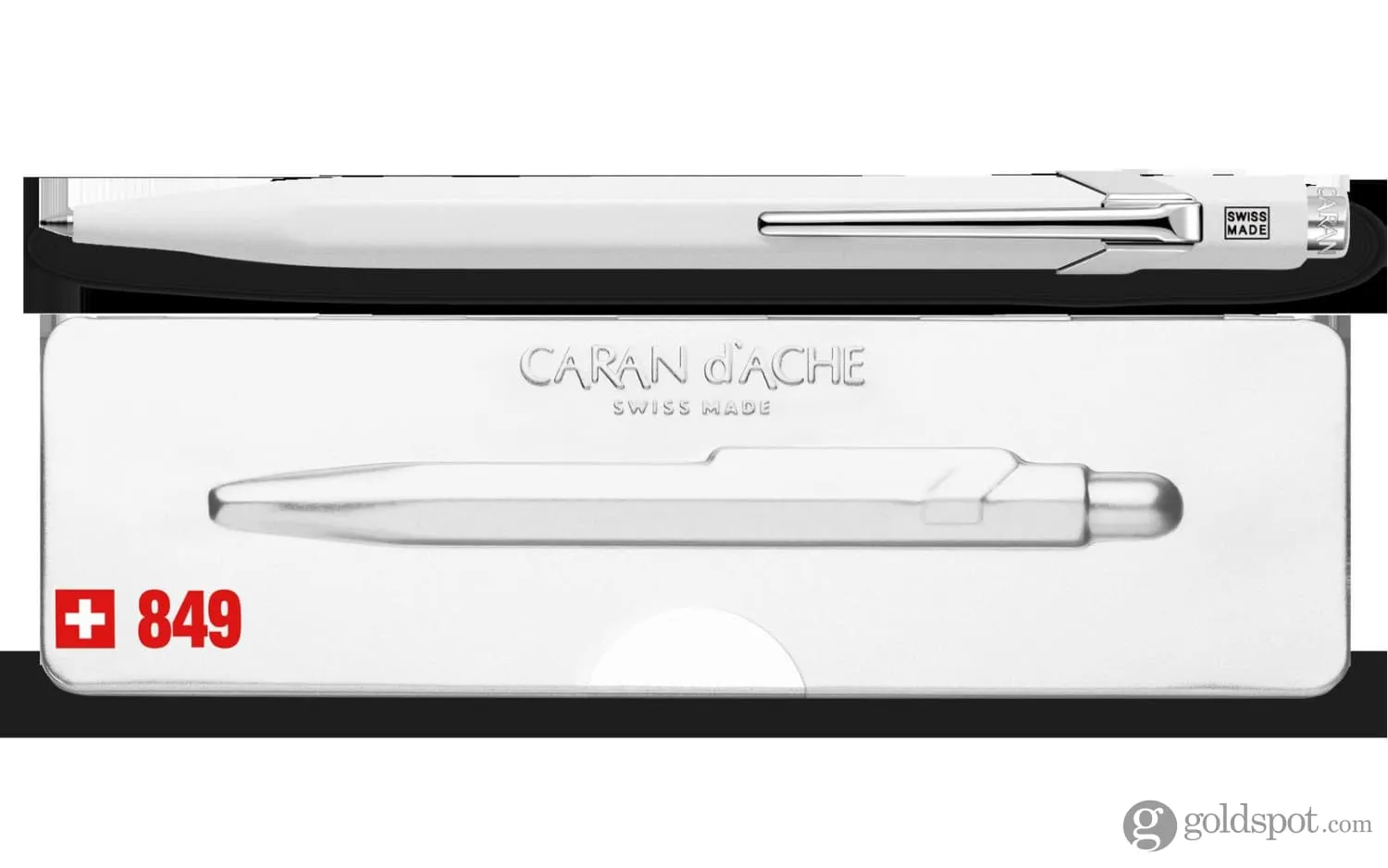 Caran d'Ache 849 Popline Ballpoint Pen in White with Holder