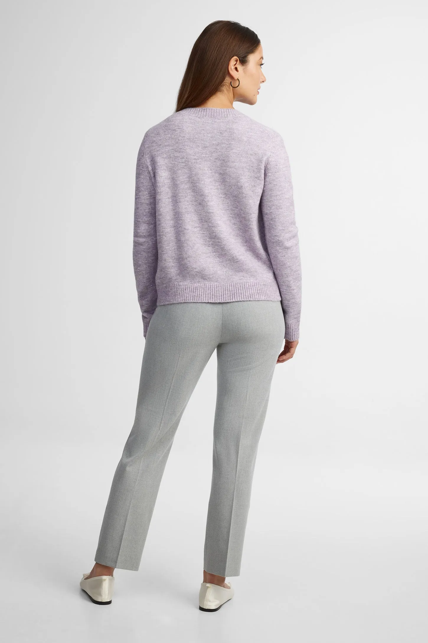 Cardigan tricot col rond boutons perles - Femme