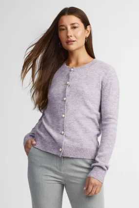 Cardigan tricot col rond boutons perles - Femme
