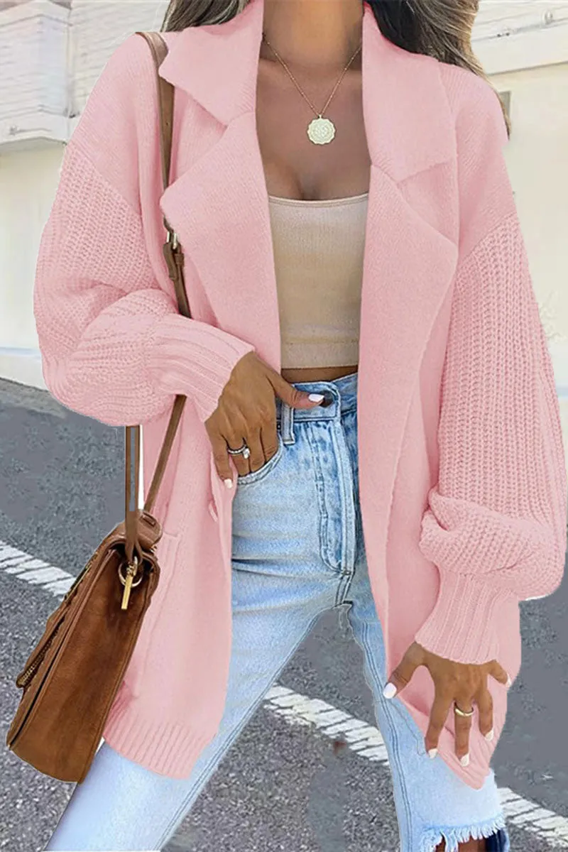 CG0547 Knitted Mid Length Cardigan