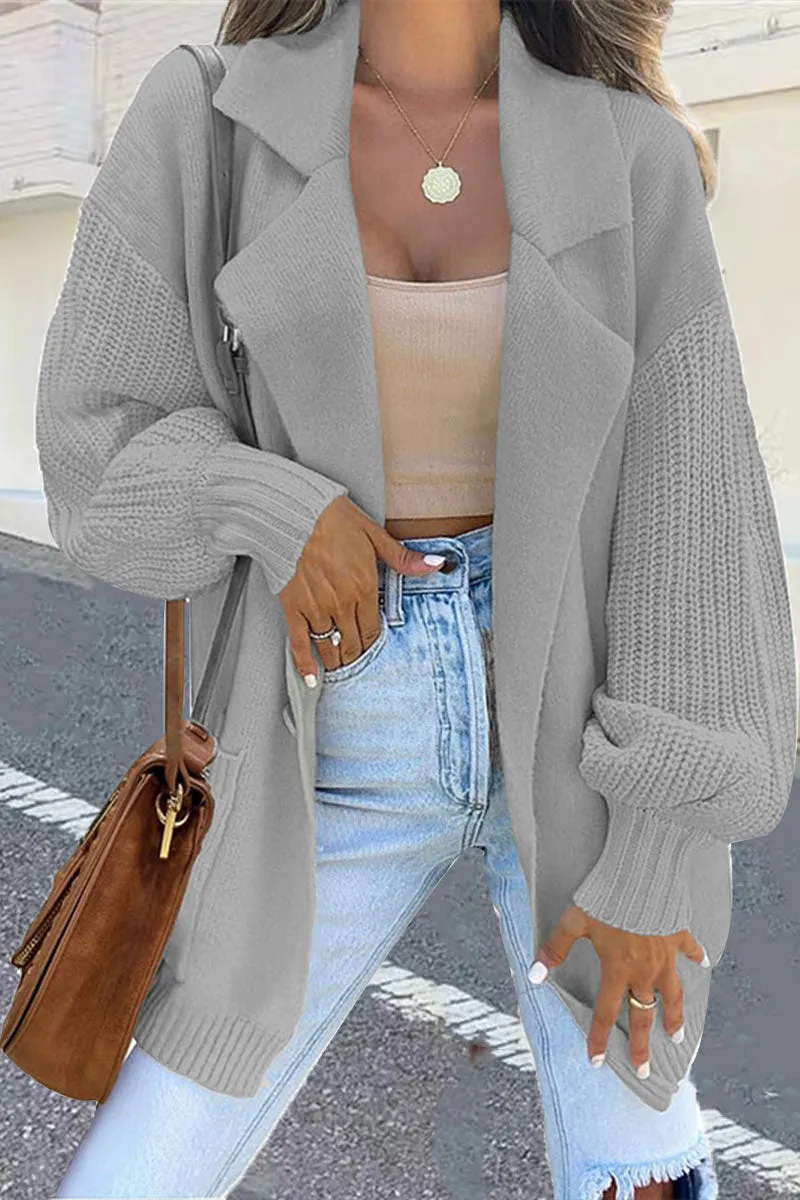 CG0547 Knitted Mid Length Cardigan