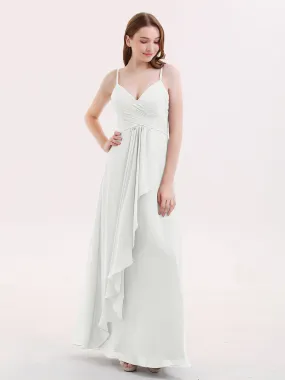 Chiffon Bridesmaid Dresses with Cascade Skirt-Ivory