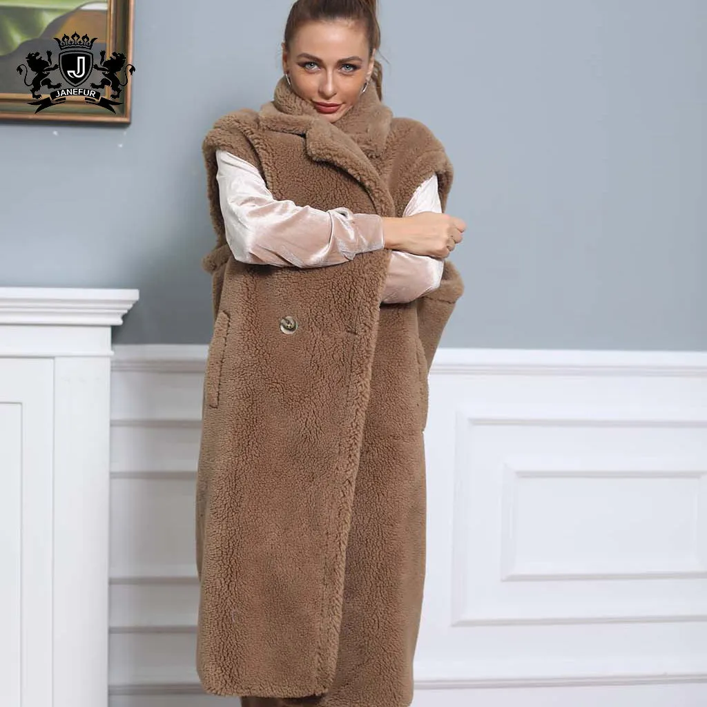 Coat Winter Sheep Shearling Jacket Genuine Warm Lady Coat  Women Teddy Coat