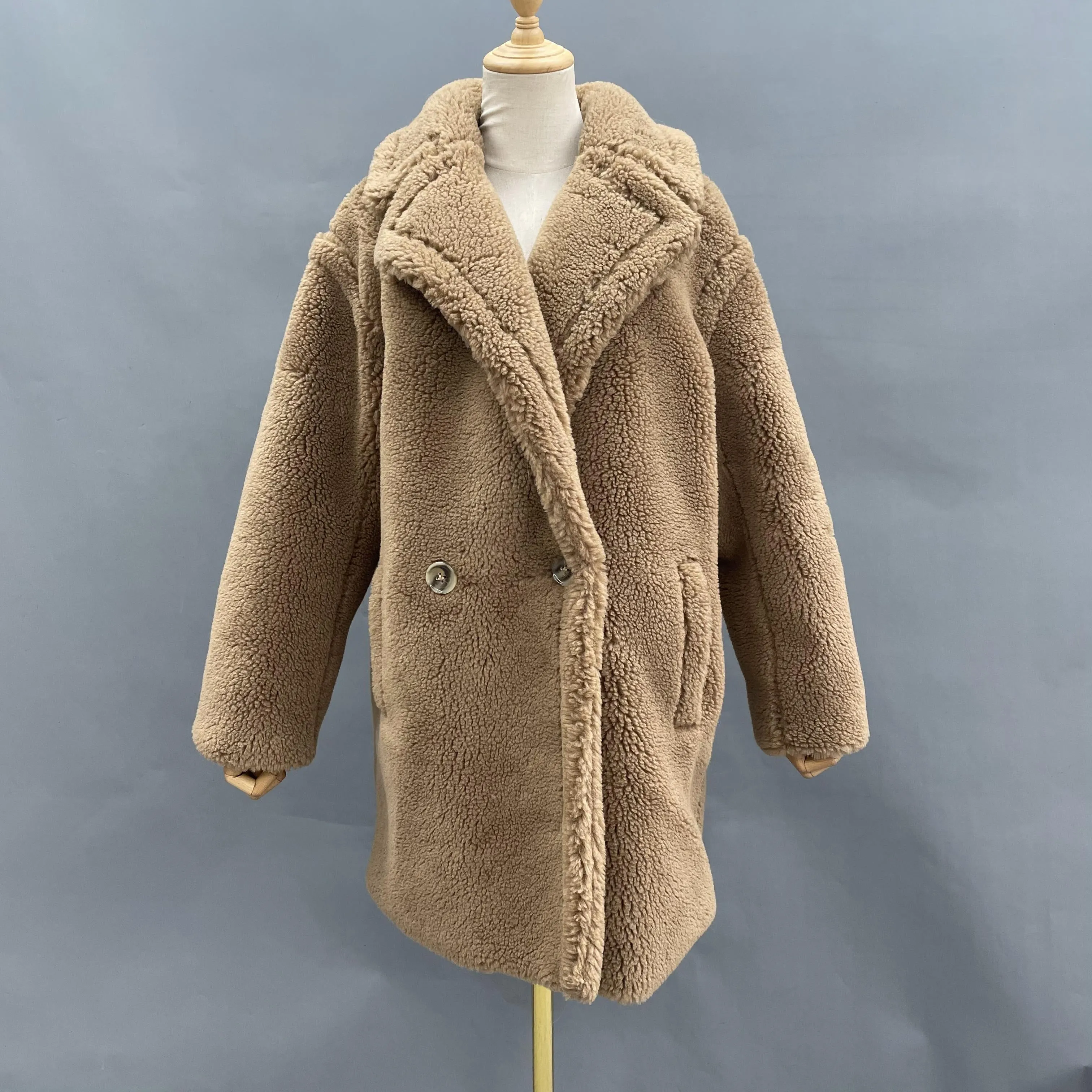 Coat Winter Sheep Shearling Jacket Genuine Warm Lady Coat  Women Teddy Coat