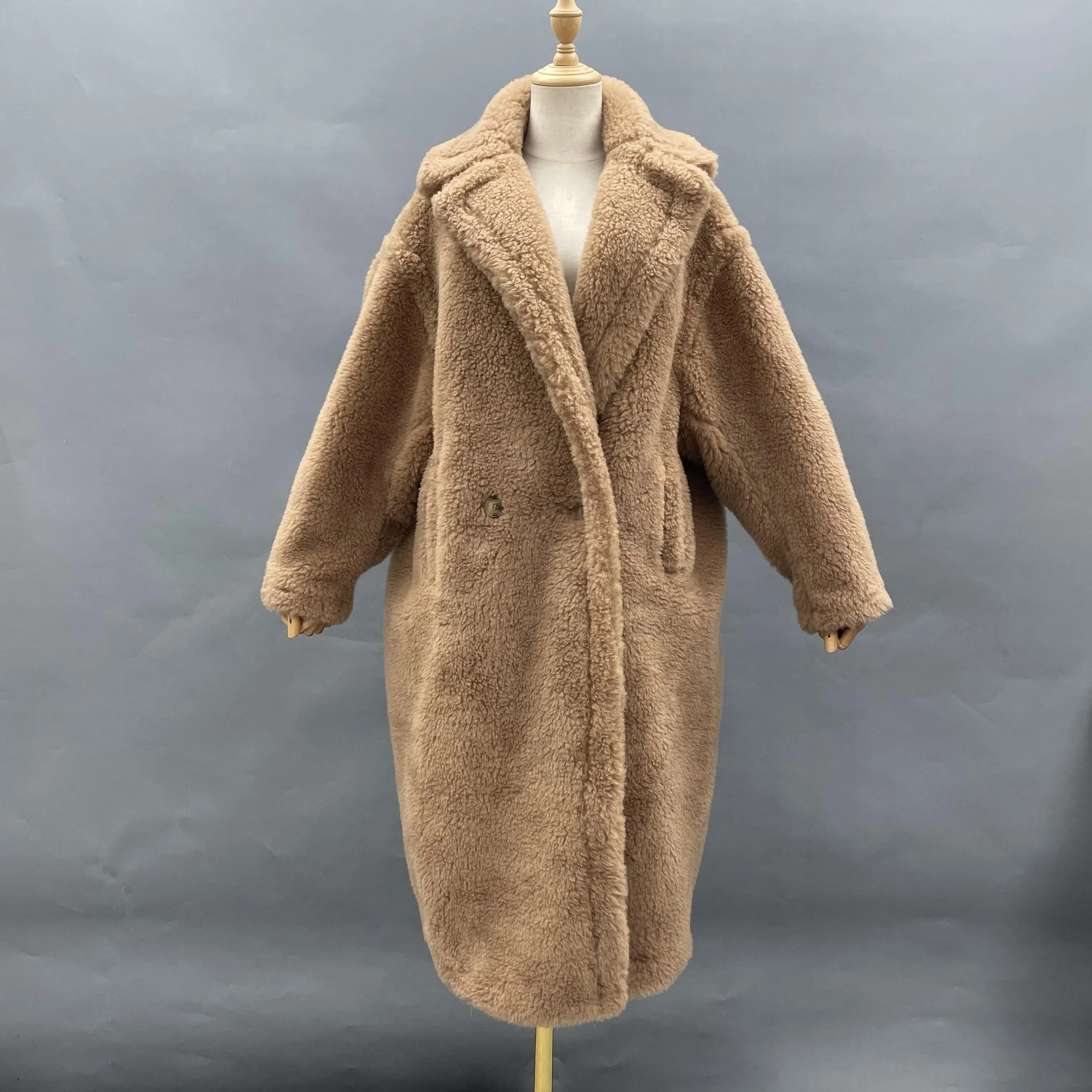 Coat Winter Sheep Shearling Jacket Genuine Warm Lady Coat  Women Teddy Coat