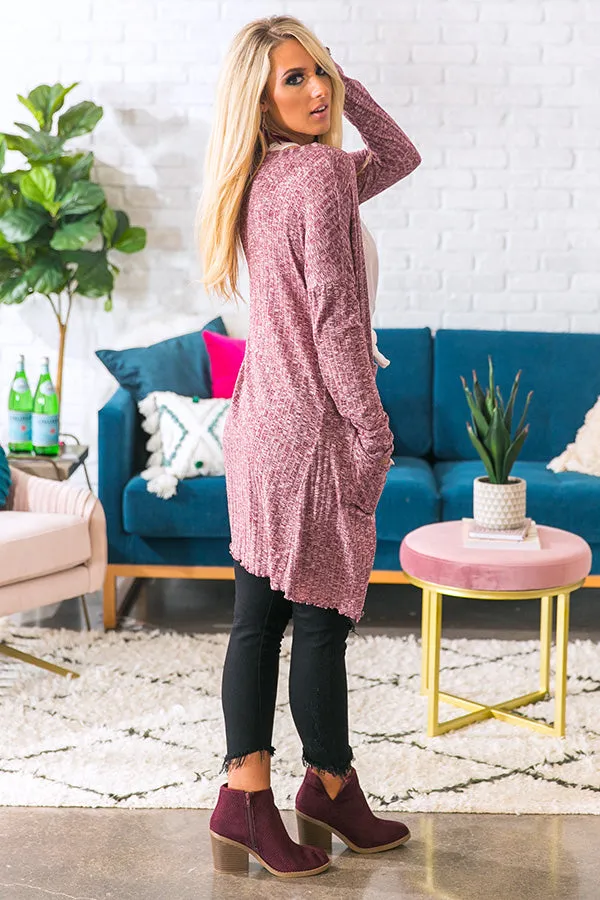 Cocoa At The Lodge Cardigan in Wine